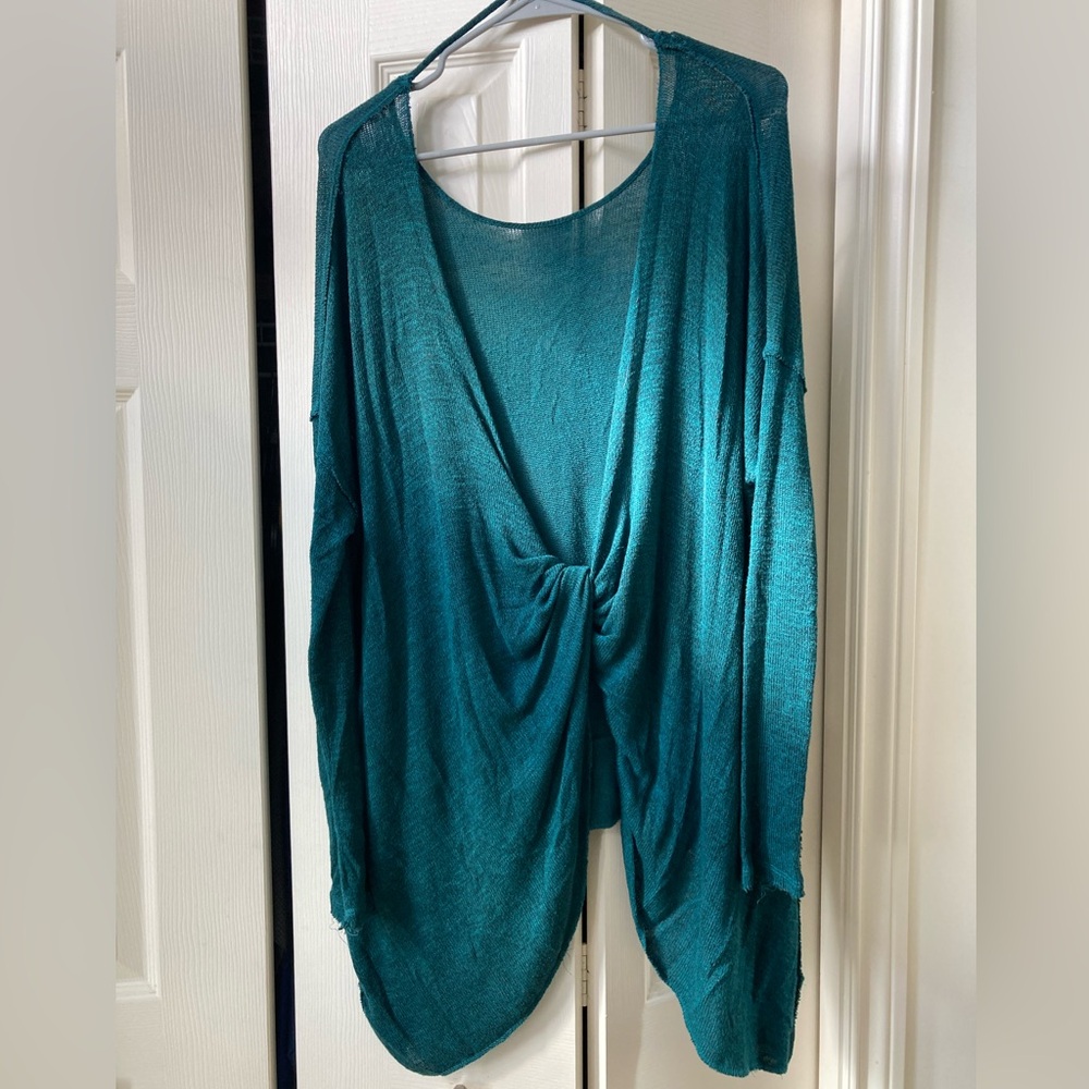 Free People Teal Twist back sweater - Picture 2 of 4